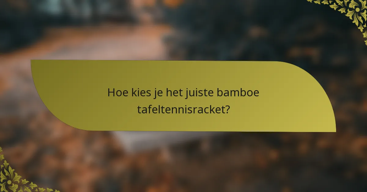 Hoe kies je het juiste bamboe tafeltennisracket?