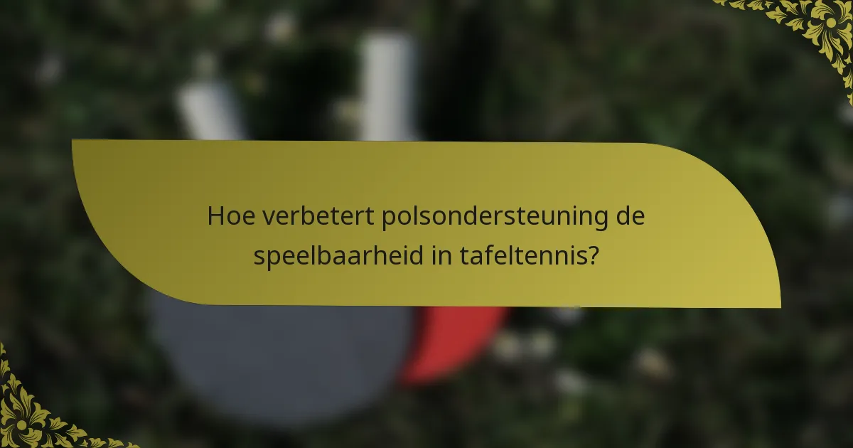 Hoe verbetert polsondersteuning de speelbaarheid in tafeltennis?