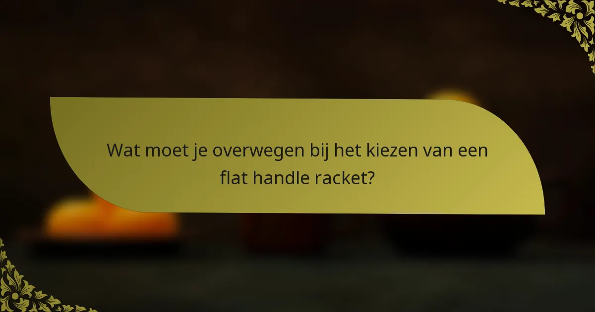 Wat moet je overwegen bij het kiezen van een flat handle racket?