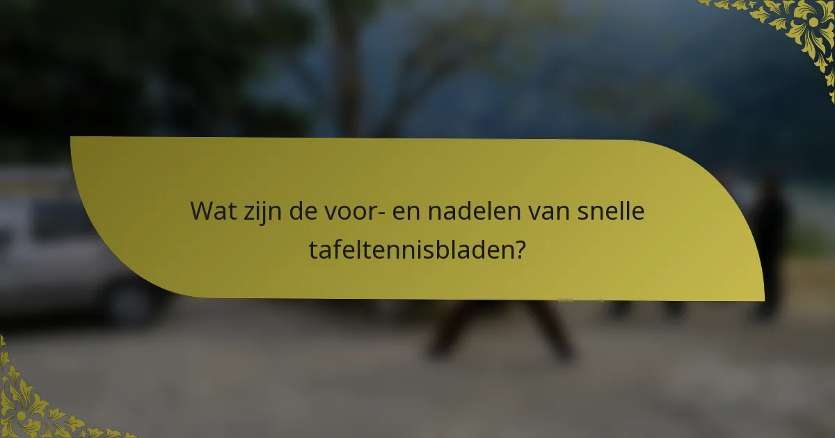 Wat zijn de voor- en nadelen van snelle tafeltennisbladen?