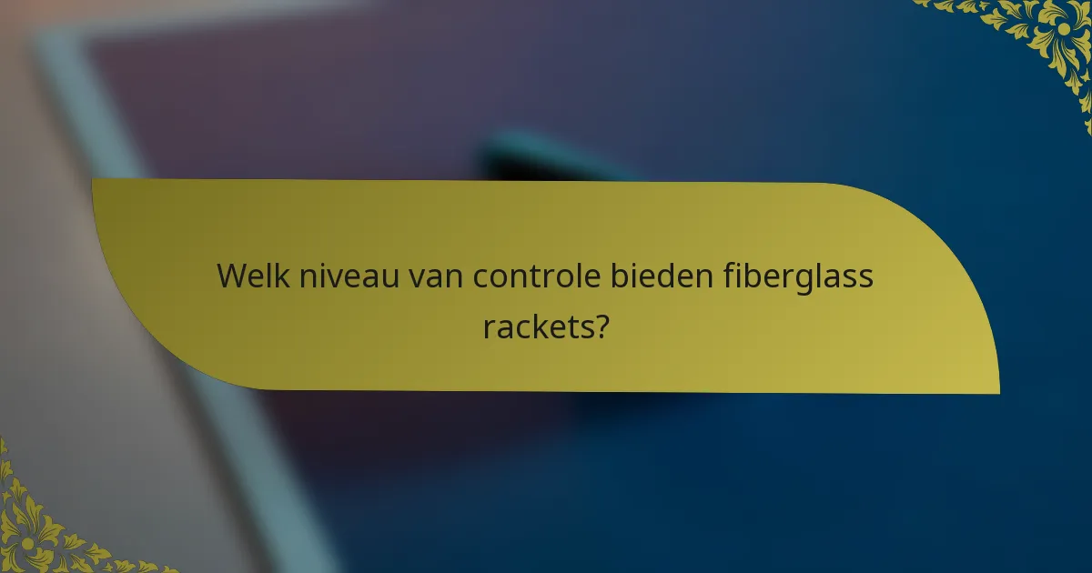 Welk niveau van controle bieden fiberglass rackets?