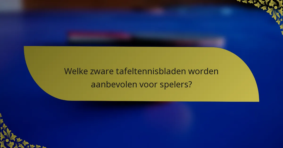 Welke zware tafeltennisbladen worden aanbevolen voor spelers?